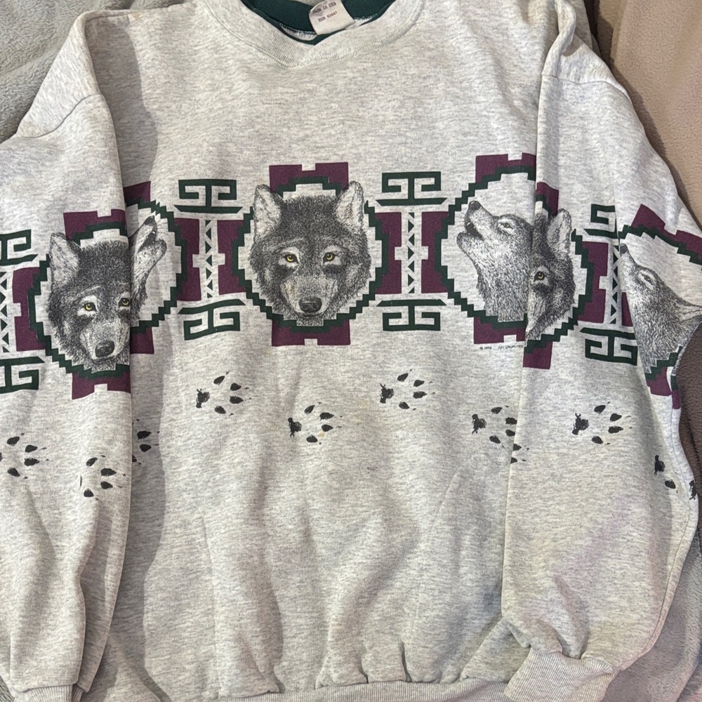 Gray Wolf Pattern Men's Sweater